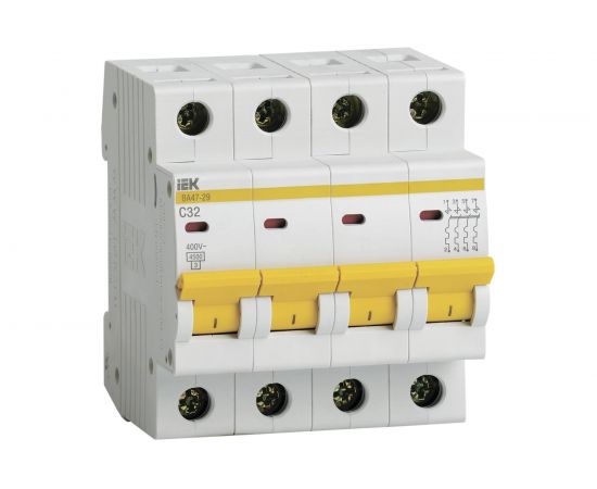 Автоматический модульный выключатель IEK 4п C 32А ВА 47-29 4.5кА ИЭК MVA20-4-032-C 