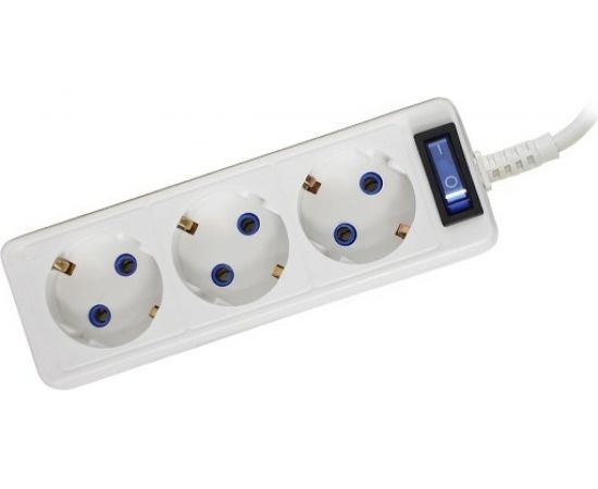 Удлинитель КОСМОС 10А 3 гнезда ПВС 3х0,75 3м с заземлением и кнопкой Россия YKsm3m-3g-Z-V(10A)P 