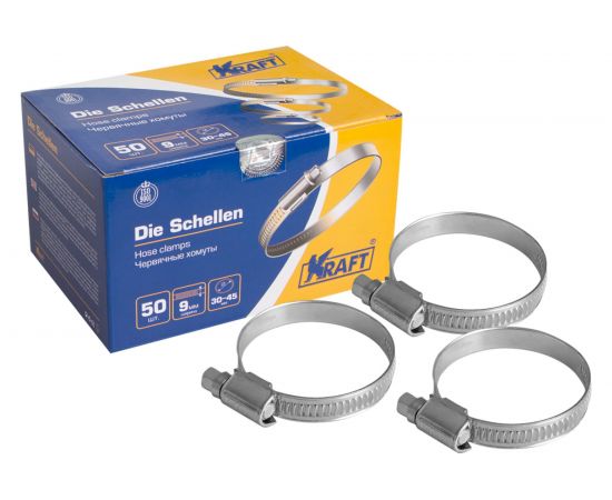Червячный хомут KRAFT 30-45 мм, уп. 50 шт. KT 880206 – изображение 2