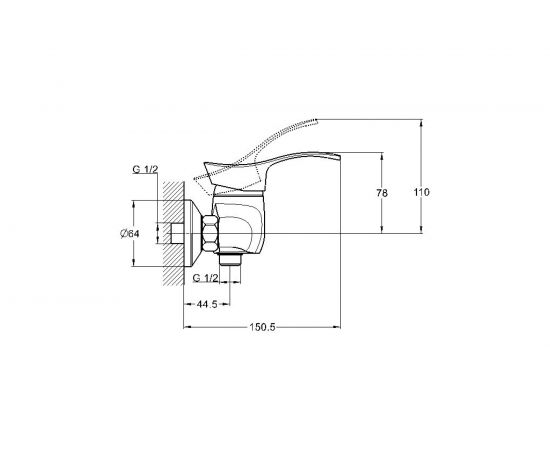 Смеситель для душа G-lauf без излива, с душевой лейкой, хром KLO5-A048 – изображение 2