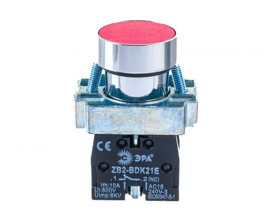 Кнопка управления ЭРА BBT61-BA-K04E LAY5-BA42 без подсветки красная 1р (НЗ), Б0045667 – изображение 2