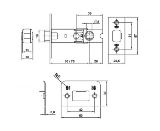 Дверная защелка Amig покрытие никель 7-60 NI – изображение 2