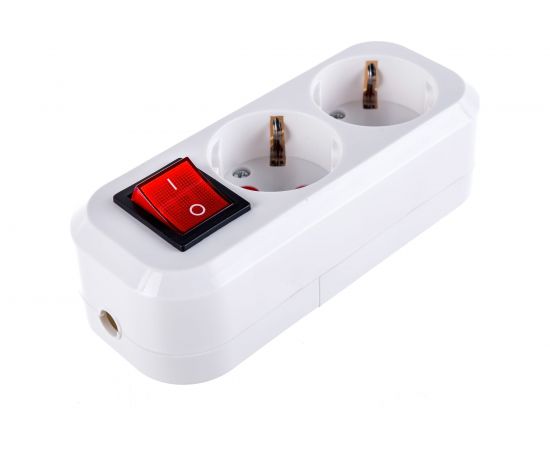 Розеточная колодка TDM 2 гнезда 2П+3 с выключателем 16А 250В белая серии Народная SQ1806-0415 – изображение 3