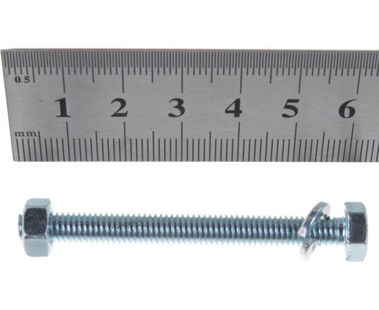 Болт с шестигранной головкой в комплекте с гайкой, шайбой, шайбой пружинной, ЗУБР, МАСТЕР, 303436-06-060 – изображение 3