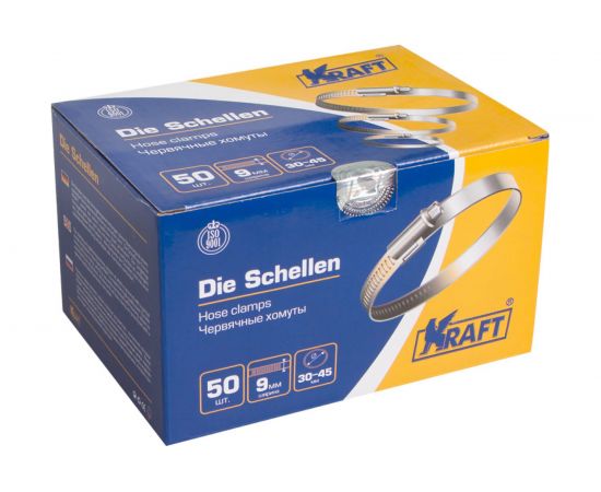 Червячный хомут KRAFT 30-45 мм, уп. 50 шт. KT 880206 – изображение 3