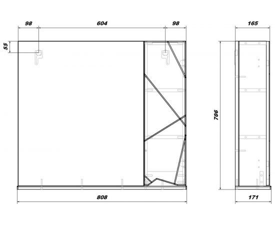 Подвесной зеркальный шкаф Sanstar Каскад 80 275.1-2.4.1. – изображение 8