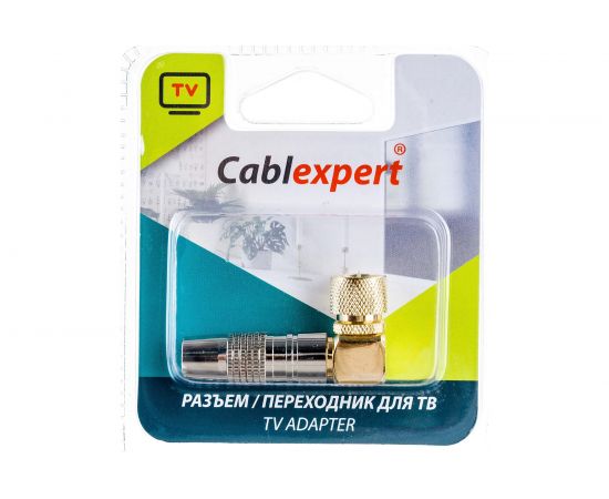 Разъем Cablexpert F папа, позолоченный, латунь OD8.5, 90 градусов, блистер SPL6-05 