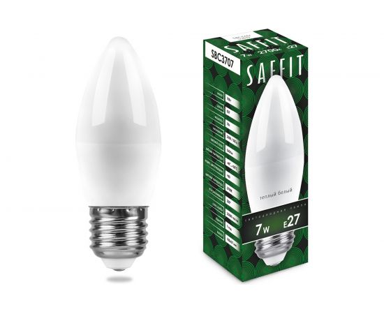 Светодиодная лампа SAFFIT SBC3707 Свеча E27 7W 2700K 55032 