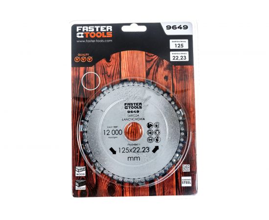 Диск пильный цепной по дереву 125x22.2 мм для УШМ FASTER TOOLS 9649 – изображение 2
