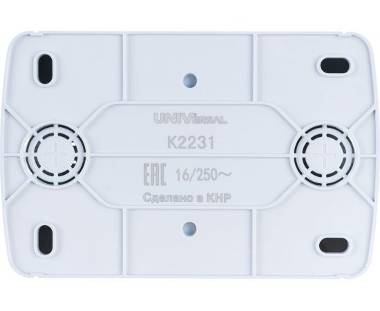 Двухместная розетка UNIVersal Клио IP44, с заземлением, открытой устанвоки, 16А, 220В, белая еврослот К2231 – изображение 3