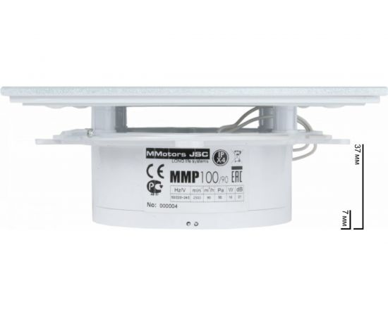 Вытяжной бесшумный вентилятор для ванной MMOTORS JSC ММР 100 стекло белый матовый, тонкий 0764 – изображение 3