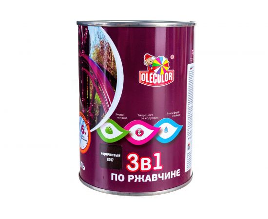 Грунт-эмаль по ржавчине OLECOLOR коричневый 8017, 0.9 кг 4300007443 – изображение 5