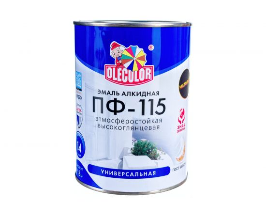 Эмаль OLECOLOR ПФ-115 черный матовый, 0.8 кг 4300007297 – изображение 5