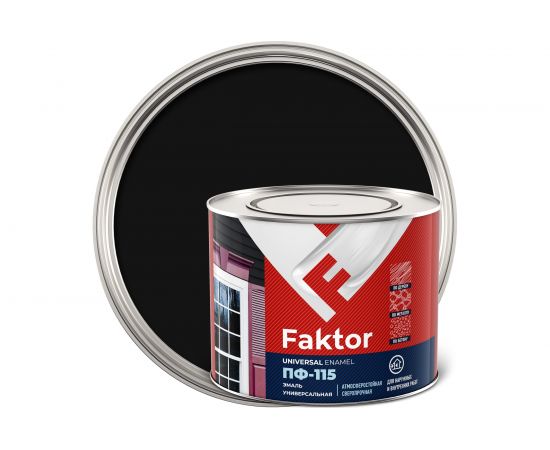 Эмаль ЯРОСЛАВСКИЕ КРАСКИ FAKTOR ПФ-115 (черная; банка 1,9 кг) 214730 