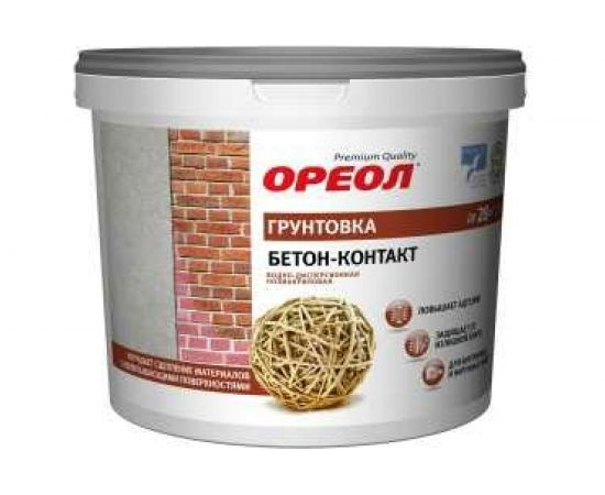 Водно-дисперсионная грунтовка бетон-контакт Ореол (полиакриловая; для наружных и внутренних работ; 3 кг) 66138 