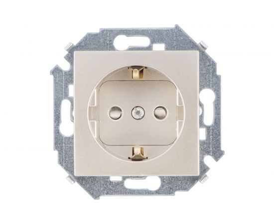 Розетка Simon с заземлением, Schuko, со шторками, 16А, 250В, винтовой зажим, шампань 1591443-034 