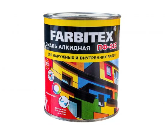 Алкидная эмаль FARBITEX ПФ-115 (светло-серый; 0.8 кг) 4300006003 