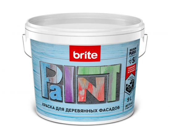 BRITE Краска FLEXX для деревянных фасадов белая база А, ведро 9л. О04813 