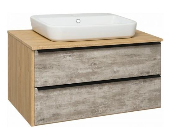 RUNO Тумба Мальта 85 серый/дуб под умывальник Moduo Square 50/Гамма 56 00-00001100 