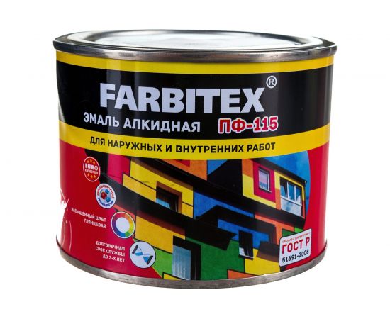 Алкидная эмаль FARBITEX ПФ-115 (красный; 0.4 кг) 4300009082 