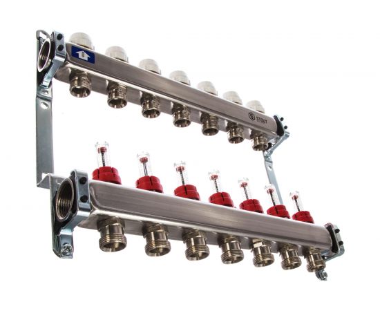 Коллектор из нержавеющей стали с расходомерами 7 вых. STOUT SMS 0917 000007 