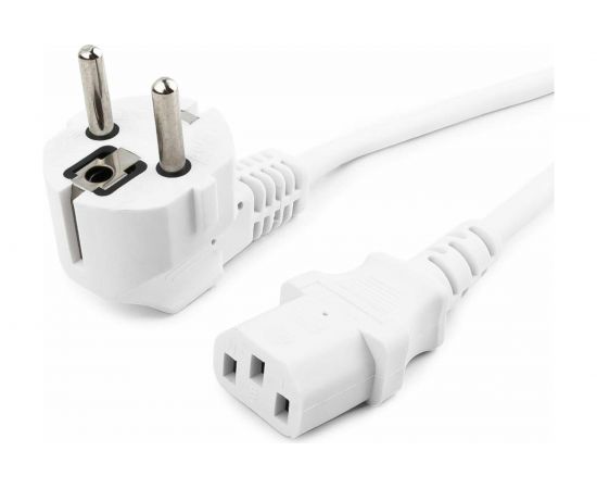Кабель питания Cablexpert 1.8м, Schuko-C13, VDE, 10А, белый, с заземлением, PC-186W-VDE 