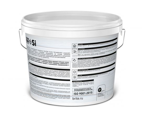 BRITE Краска FLEXX для деревянных фасадов белая база А, ведро 9л. О04813 – изображение 2