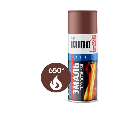 Эмаль KUDO термостойкая 5006, аэрозоль, красно-коричневая, 520 мл KU-5006 – изображение 3