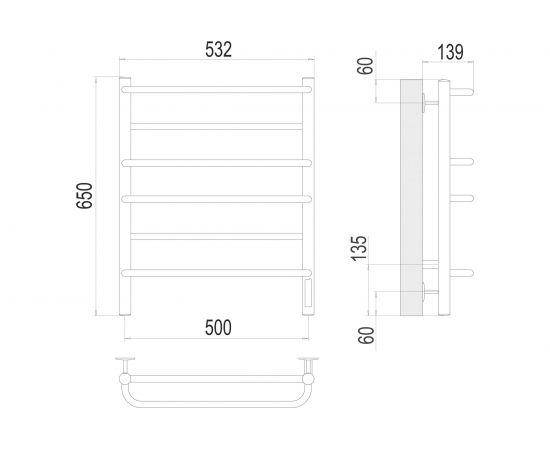 Полотенцесушитель Terminus Евромикс quick touch П6 500x650 4670078531278 – изображение 3