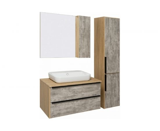 RUNO Тумба Мальта 85 серый/дуб под умывальник Moduo Square 50/Гамма 56 00-00001100 – изображение 3