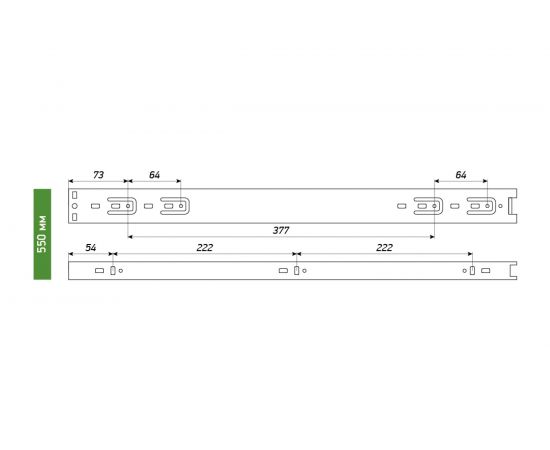 Шариковые выдвижные направляющие Laurus 550мм/42мм комплект 09030 – изображение 4