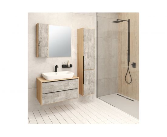 RUNO Тумба Мальта 85 серый/дуб под умывальник Moduo Square 50/Гамма 56 00-00001100 – изображение 5