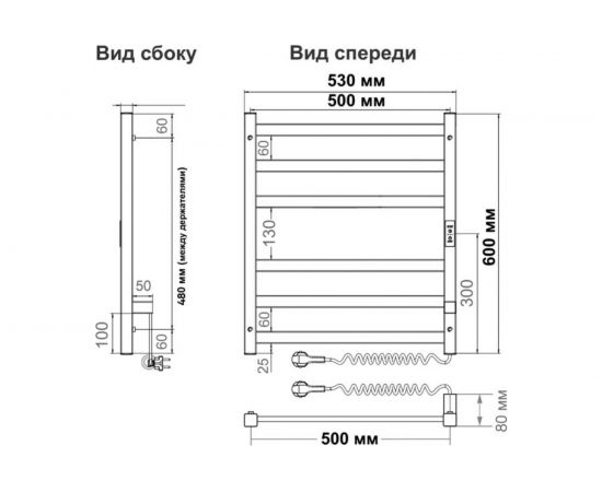 INDIGO Полотенцесушитель Oktava Slim 3 (electro) 60/50 таймер, скр.монтаж, унив.подкл.R/L, LСLOKS3E60-50BRRt – изображение 6