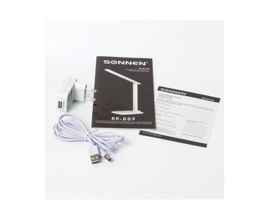 Светильник настольный SONNEN BR-889, на подставке, светодиодный, 8 Вт, белый, 236662 – изображение 8