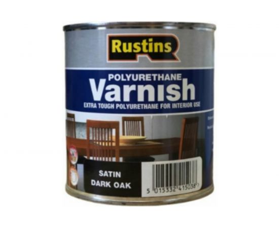 Полиуретановый лак Rustins полуматовый, Poly Varnish Satin Dark Oak, цвет: темный дуб, 500 мл 03223 