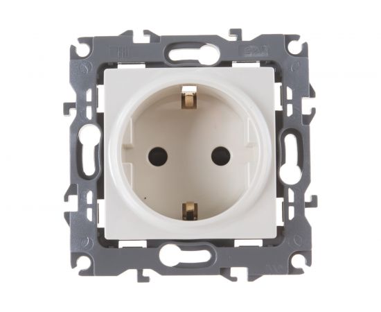 Розетка ЭРА 12-2102-02 2P+E Schuko со шторками, 16A-250В, IP20, слоновая кость Б0014688 