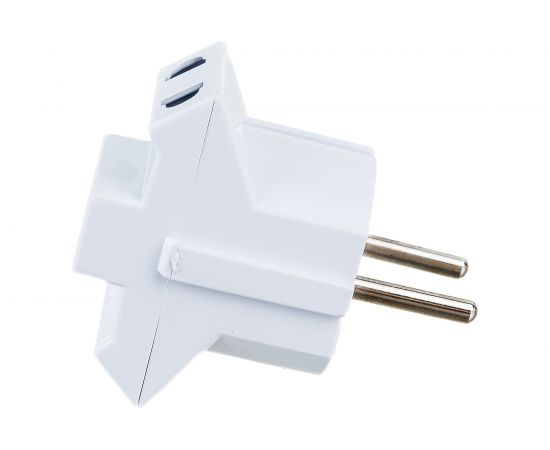 Разветвитель-переходник адаптер AY-KA тройник 3 гн. 10A 250В плоская вилка, белый AY-KA 7714700 