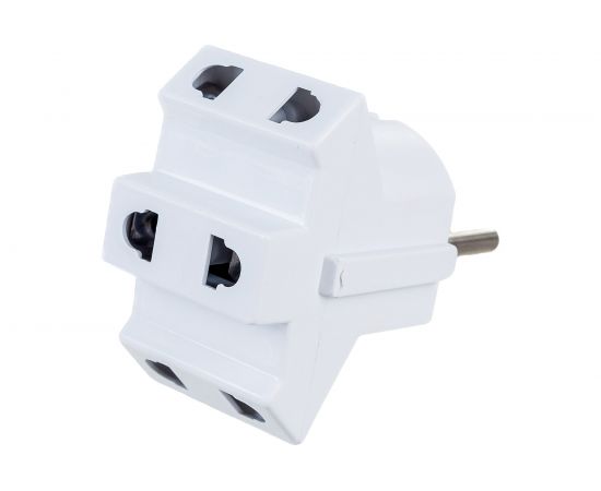 Разветвитель-переходник адаптер AY-KA тройник 3 гн. 10A 250В плоская вилка, белый AY-KA 7714700 – изображение 2