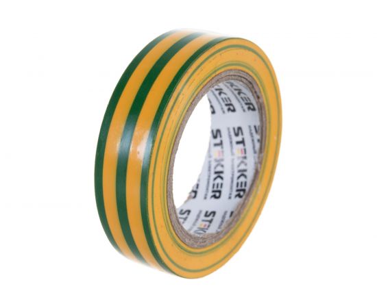 Изоляционная лента STEKKER 0,13x15 мм, 10 м, желто-зеленаяя, INTP01315-10 32827 – изображение 2