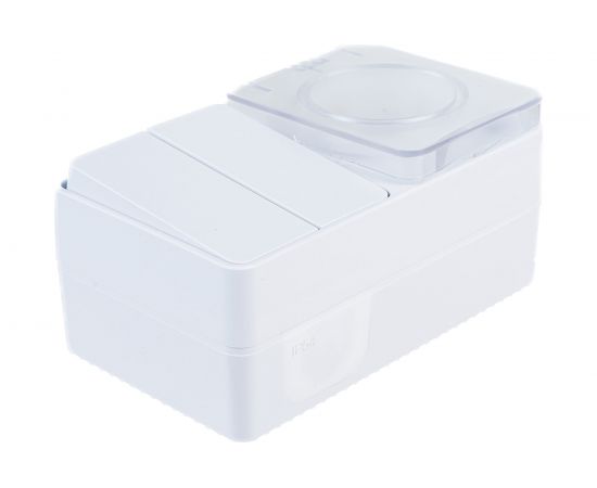 Блок: розетка с заземлением со шторками 16А 250B и 2-клавишный выключатель 10А Schneider Electric AtlasDesign AtlasDesign PROFI IP54 открытой установки ATN540174 – изображение 3