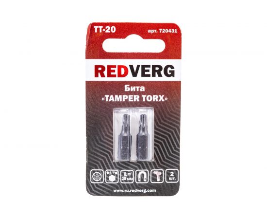 Бита Torx Tamper ТТ20, 25 мм, 2 шт. REDVERG 6623497 – изображение 5