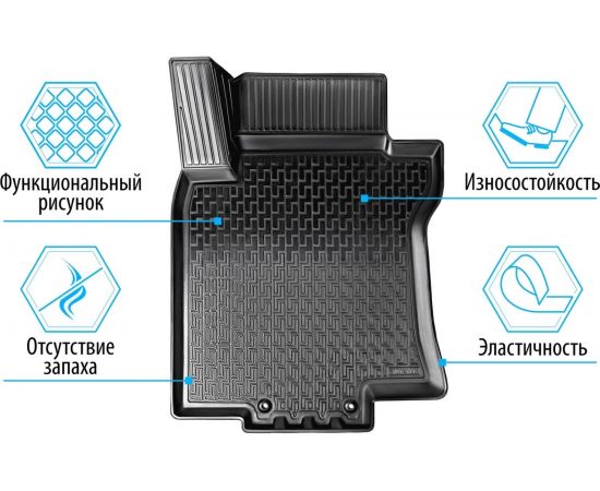 Коврики в салон автомобиля Rival для Volkswagen Tiguan II (DSG РКПП) 2016-2020 2020-н.в., полиуретан, с крепежом, 5 шт., 15805006 – изображение 8