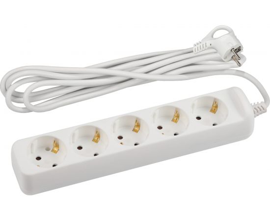 Электрический удлинитель ЭРА U5e5m3x1,5 с заземлением 5 розеток 5м ПВС 3x1,5мм2 16А Б0044039 