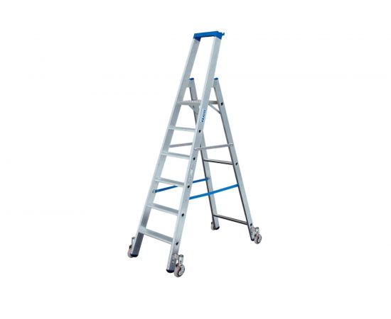 Свободностоящая стремянка с роликами Krause STABILO 7 ступенек 124647 