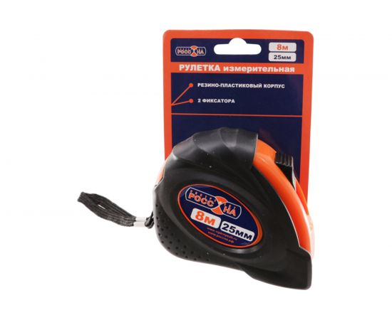 Рулетка РОССНА 8м*25 мм лента с лаковым покрытием Р860832 