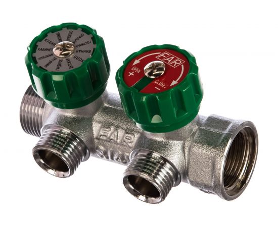 Регулирующий коллектор FAR 3/4" ВР-НР с 2 отв. 1/2" НР межосев. 45 мм FK 3821 3412 