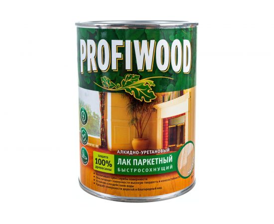 Алкидно-уретановый паркетный лак PROFIWOOD (быстросохнущий; матовый; 0.8 л; 0.7 кг) 6313 