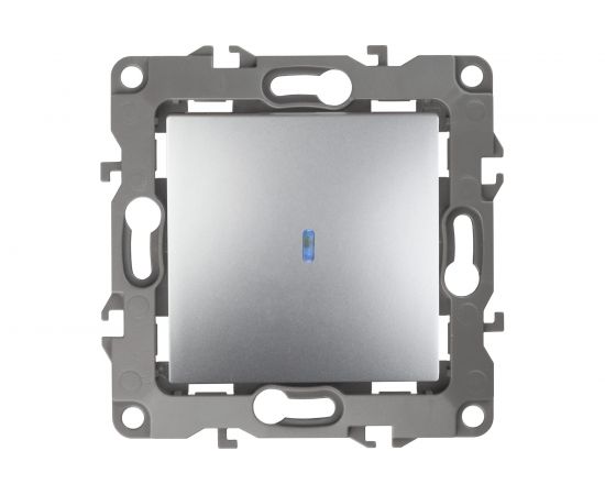 Выключатель с подсветкой ЭРА 12-1102-03 10АХ-250В, IP20, алюминий Б0014635 