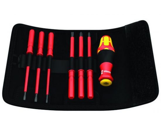 Набор отвёрток-насадок диэлектрических с рукояткой-держателем Wera, VDE, 7 предметов, WE-003470 