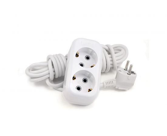 Двухместный сетевой удлинитель с заземелением LUX У2-Е, 3м, 4606400414544 